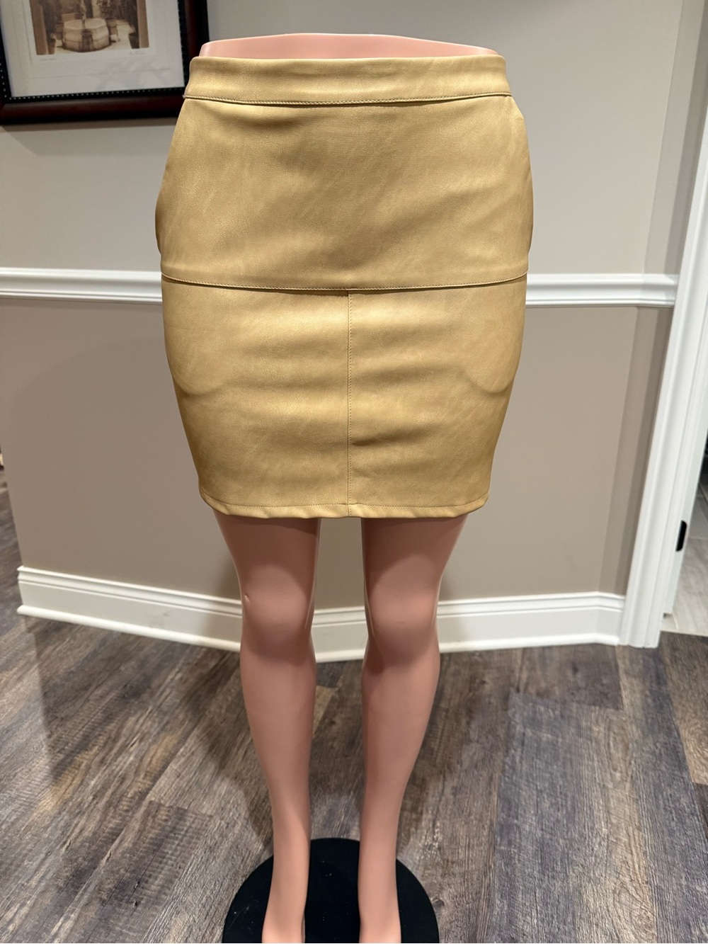 Shinestar Tan Faux Leather Mini Skirt